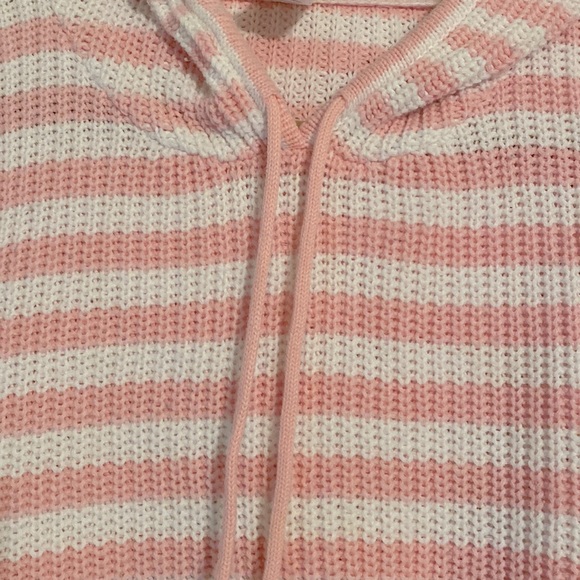 ✨Time And Tru•Knitted Hoodie•Pink & White Striped•Large(12-14)✨ - Picture 2 of 6